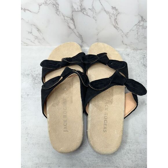 Jack Rogers Sandals Womens Size 9 Black Leather Monica Knot Open Toe Platform - Picture 6 of 12